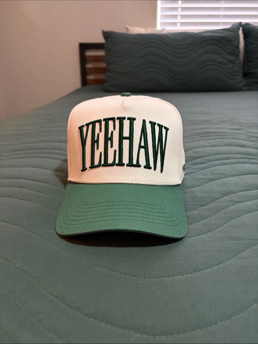 Yeehaw Two-Tone Green and White Trucker Hat
